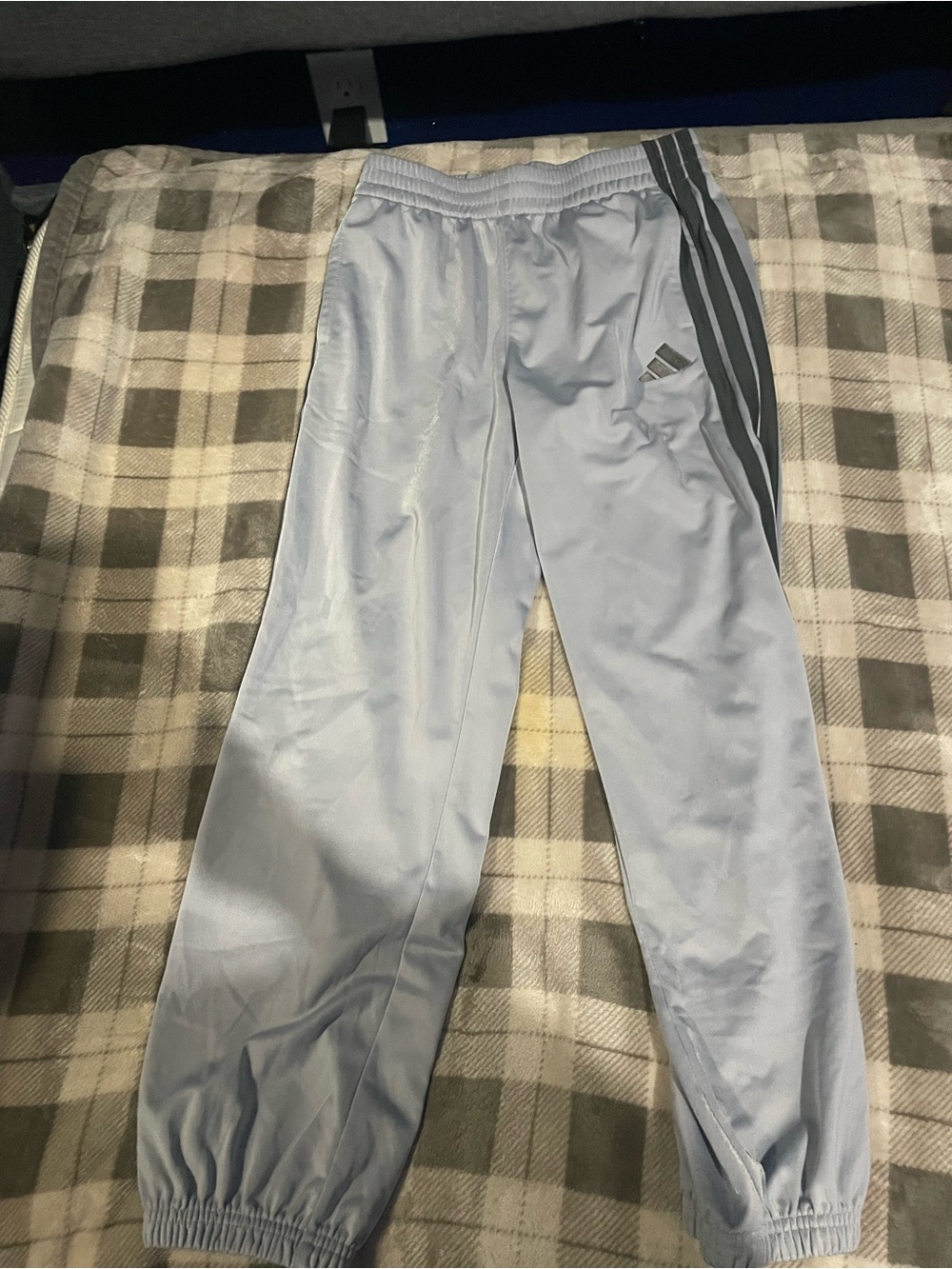 adidas Light Gray Kids Joggers with Dark Stripe Accent